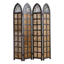Euroscreen Xuanguan partition living room folding screen New classical retro folding hollowed-out bedroom painted glass screen
