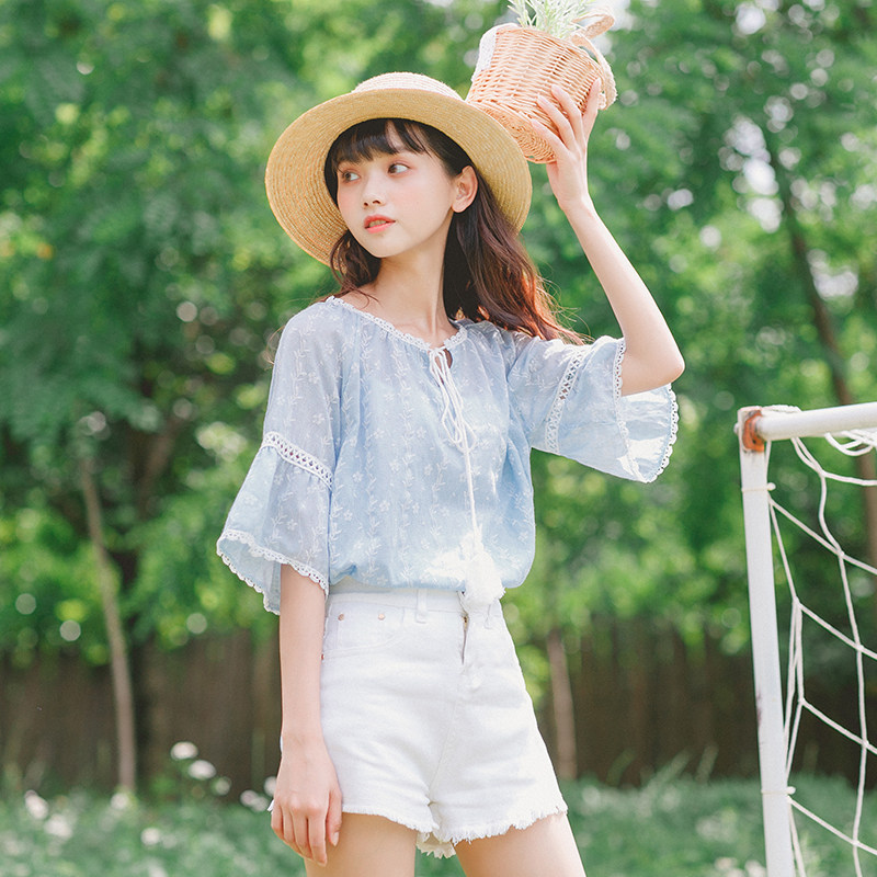 布衣天使 学生宽松短袖女夏季日系文艺短袖t恤小清新百搭上衣女装