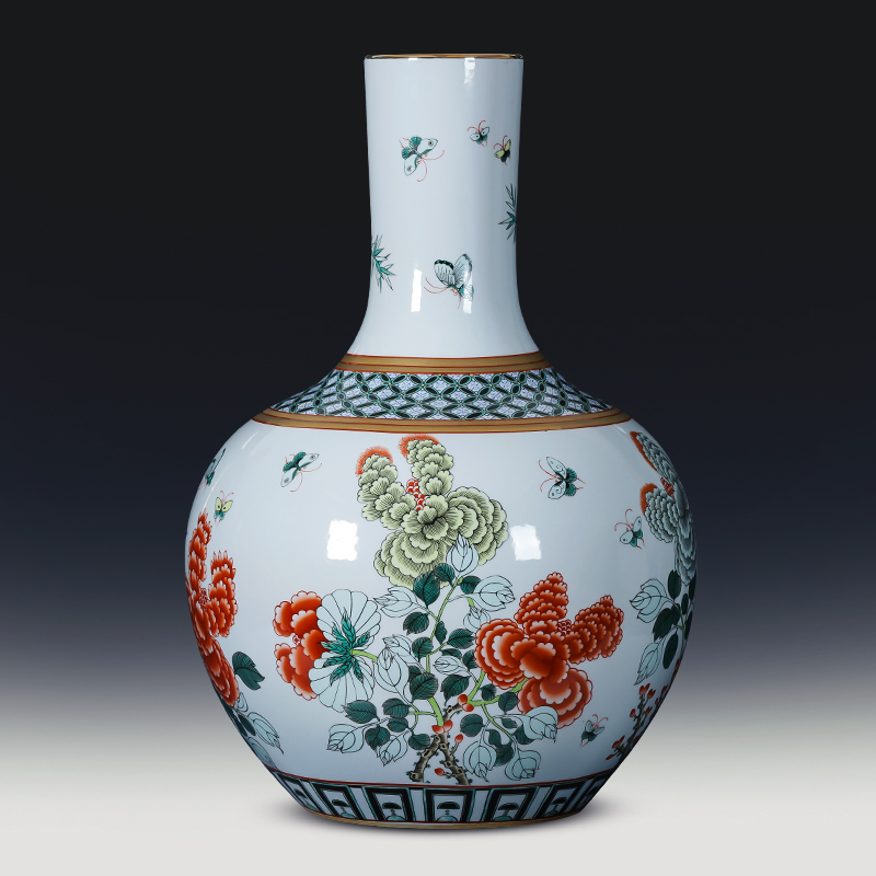 Jingdezhen porcelain ceramic imitation the qing qianlong drive large ground vase retro home sitting room adornment is placed