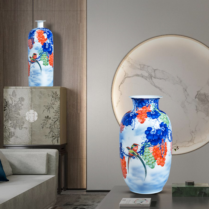 Jingdezhen ceramics hand - made fruitful achievements large vase landing place, a new Chinese style home sitting room adornment