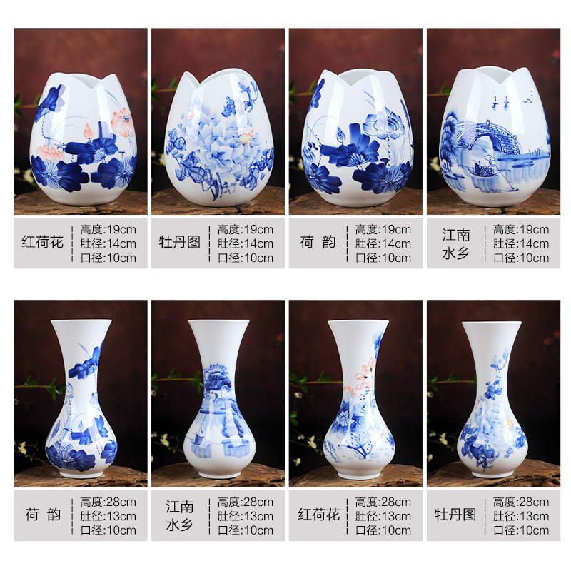 Jingdezhen ceramics hand - made hydroponic flower, the flower of blue and white porcelain bottle arranging flowers is placed Chinese style household act the role ofing is tasted in the living room