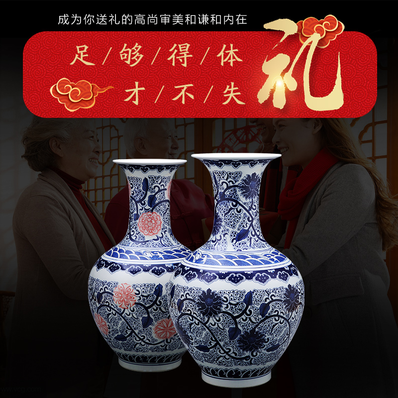 Jingdezhen ceramics antique hand - made flowers of blue and white porcelain bottle place to live in the sitting room TV ark adornment arranging flowers