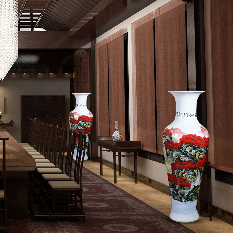 Jingdezhen ceramics hand - made heavy ground vase large - sized high hotel adornment of the sitting room of Chinese style household furnishing articles