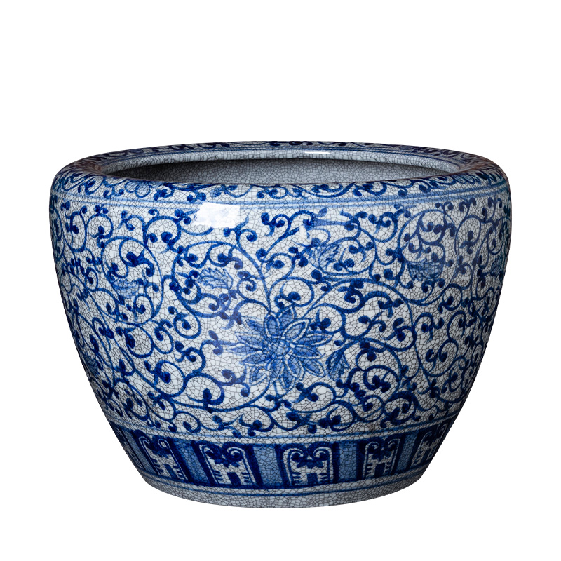 Blue and white porcelain of jingdezhen ceramics antique hand - made large aquarium calligraphy and painting scroll to receive the sitting room of Chinese style household furnishing articles