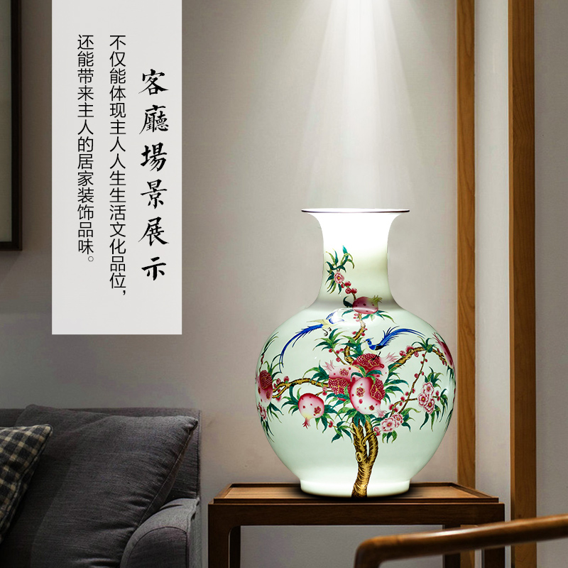 Jingdezhen ceramics powder enamel thin foetus vase sitting room of Chinese style household porcelain of TV ark, flower adornment furnishing articles