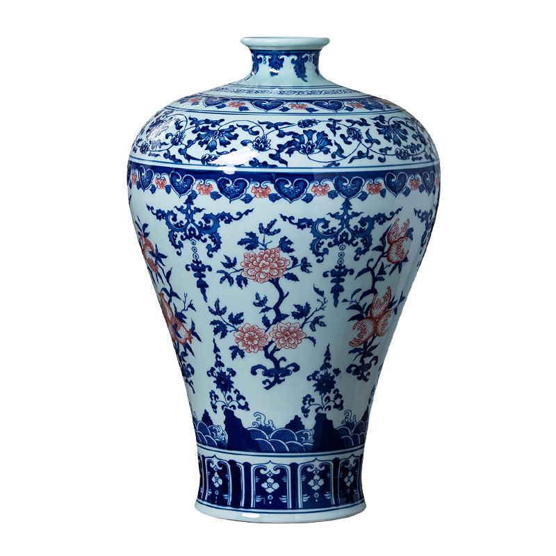 Jingdezhen porcelain ceramic antique large blue and white porcelain vase of new Chinese style household living room TV cabinet decorative furnishing articles