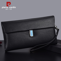 Pierre Cardin mens handbag leather large capacity soft cowhide Business Mens bag zipper flap clutch bag