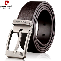 Pierre Cardin belt leather mens head layer cowhide pin buckle leather belt youth wide belt business and leisure