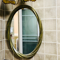 European American retro light luxury bathroom mirror oval wall-mounted decorative mirror hotel bathroom basin mirror toilet mirror