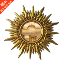European American mirror wall hanging background wall Sun decorative mirror living room entrance fireplace corridor dining side Retro Mirror