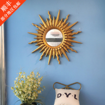 European style French Sun wall decoration mirror living room entrance wall wall decoration creative restaurant hanging mirror