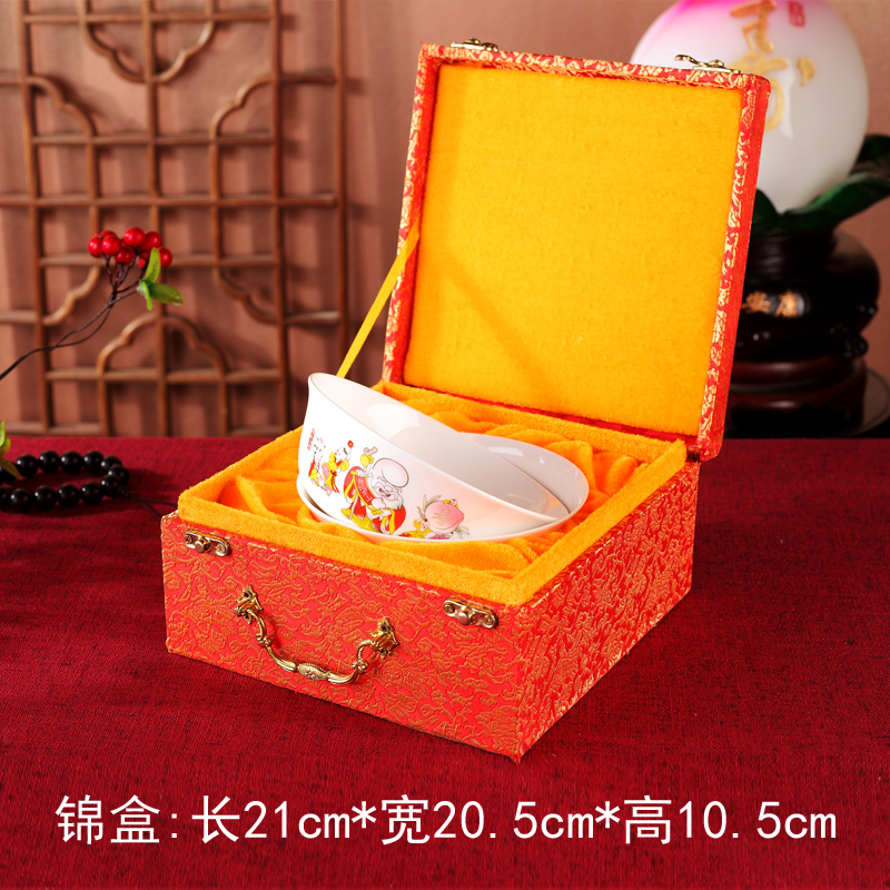 Jingdezhen custom ipads China birthday noodles bowl gift box set custom order plus word ceramic rainbow such as bowl birthday gift