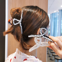 Elegant temperament Pearl grab clip Korean sweet large hair grab hair clip back head hair hairclip headgear
