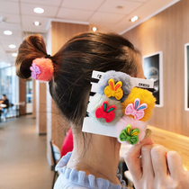 Korean plush Hairband head rope female simple personality wild cute fur ball tie hair band hair rope headdress