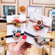 South Korea East Gate Candy Color Hair Rope Tie Hairpin Rhinestone Pearl Head Rope Hairband Headgear Leather Cover Head Jewelry