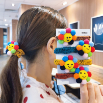 Korean cute smiling face wool hair rope sweet tie hair leather band hair head rope wide edge Hairband headgear women