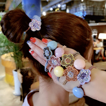 Miss Guo South Korea East Gate Simple Diamond Head rope flower hair rope net red tie hair band Hairband female headwear