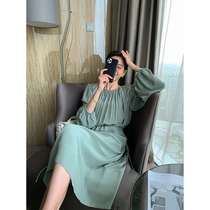 ADA MISS 3 05 Spring new product|Gold high silver gray green loose and comfortable long-sleeved dress