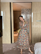ADA MISS spring and summer new products _ Poppy flower long sleeve large swing a word floral dress long dress