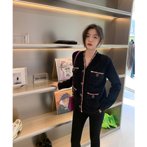 ADA MISS winter 2021 new wire mixed woven small fragrant wind loose slim long sleeve knitted cardigan coat women