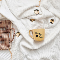 Baby bath towel cotton gauze super soft absorbent newborn Japanese six-layer bath towel big towel Korean embroidery cover blanket