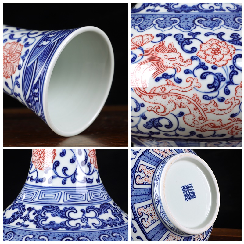 Jingdezhen ceramics glaze color antique hand - made under the blue and white porcelain vases, modern classical Chinese style household act the role ofing is tasted furnishing articles