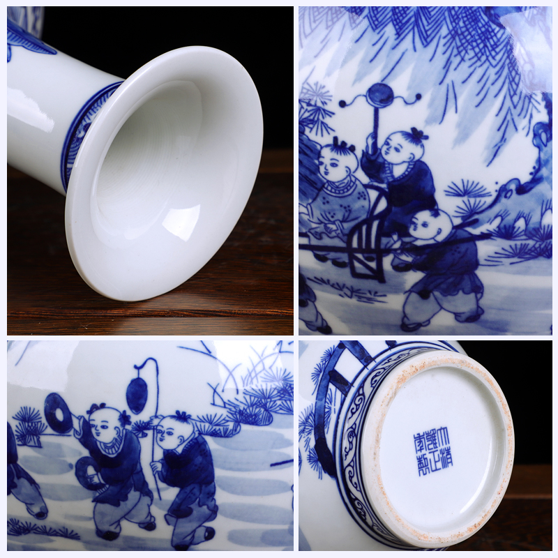 Jingdezhen ceramics hand archaize home sitting room adornment of new Chinese style of blue and white porcelain vase TV ark, furnishing articles