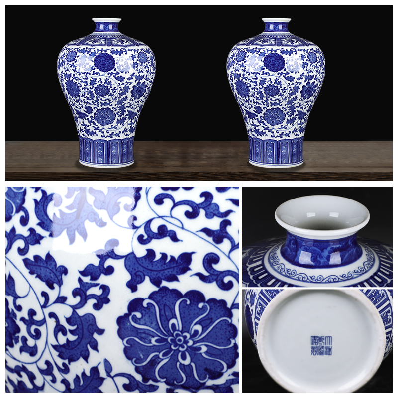 Jingdezhen ceramic phase of archaize sitting room of Chinese style household large blue and white porcelain vase does handicraft mei bottles of TV ark