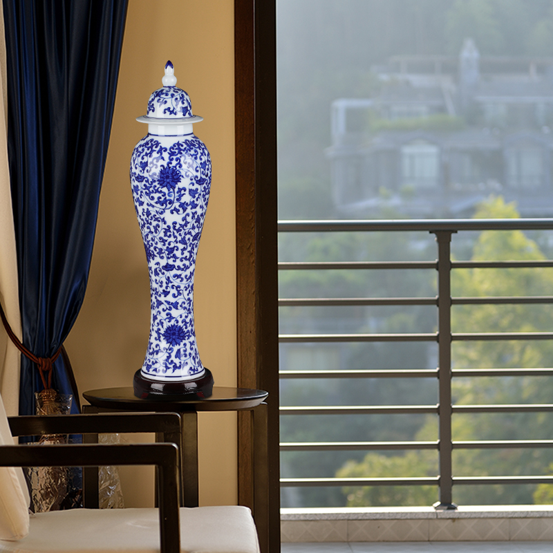 Jingdezhen blue and white porcelain vases, I and contracted decorative vase decoration ceramics handicraft furnishing articles in the living room