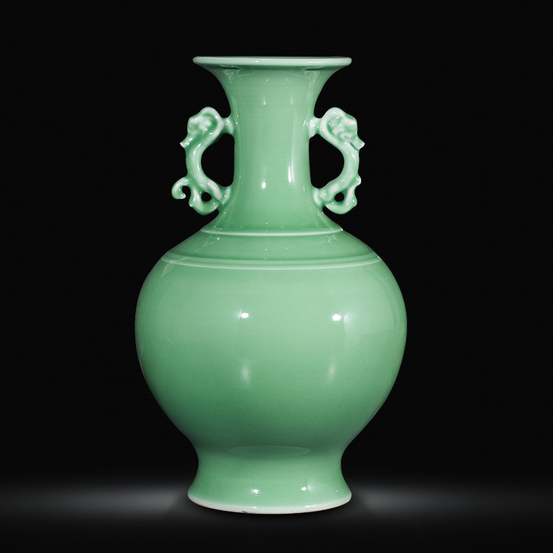 Jingdezhen ceramics antique vase manual carve shadow green rich ancient frame wine sitting room adornment home furnishing articles