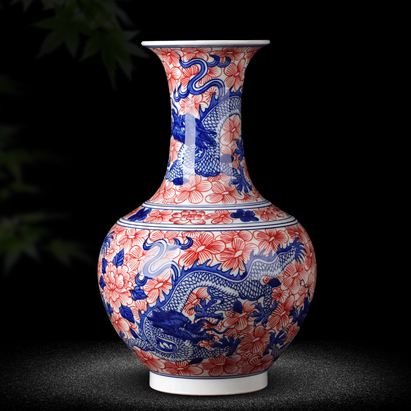 Jingdezhen ceramics glaze color antique hand - made under the blue and white porcelain vases, modern classical Chinese style household act the role ofing is tasted furnishing articles