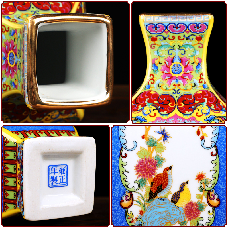 The Colored enamel vase jingdezhen Chinese style living room TV cabinet rich ancient frame antique porcelain decoration ceramics small place