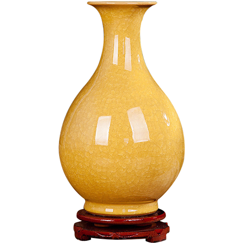 Archaize of jingdezhen ceramics up open yellow vase modern classical household adornment handicraft furnishing articles