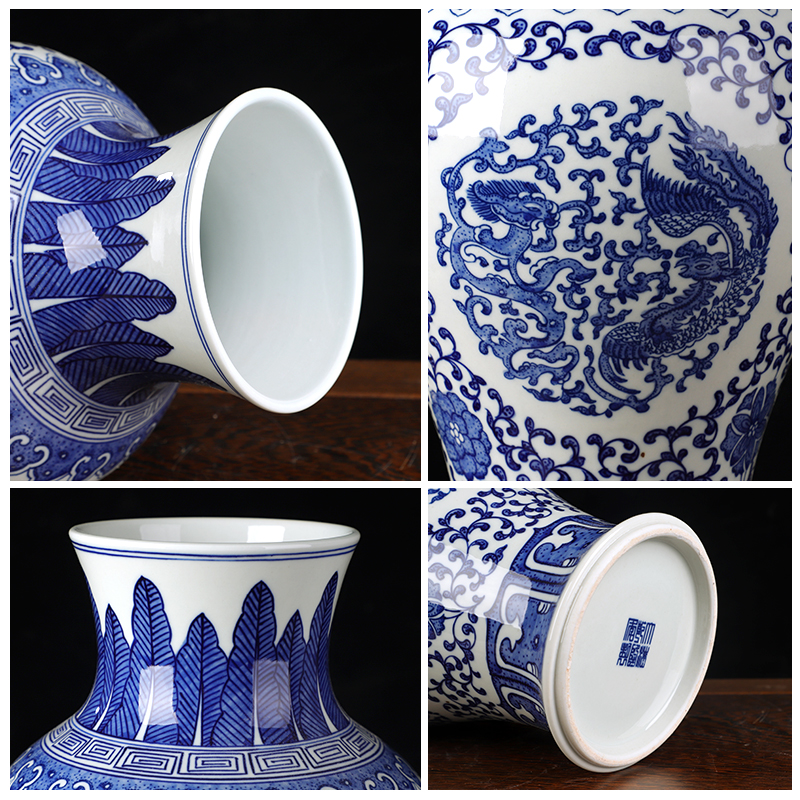 Jingdezhen ceramics glaze color antique hand - made under the blue and white porcelain vases, modern classical Chinese style household act the role ofing is tasted furnishing articles
