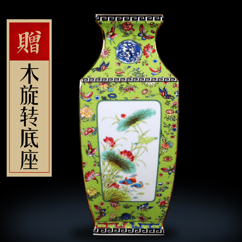 Archaize of jingdezhen ceramic powder enamel vase of flowers and birds up furnishing articles housewarming flower arranging Chinese landing crafts sitting room