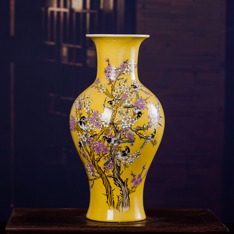 Jingdezhen ceramics design modern vogue to live in the living room beaming pastel yellow vase new home furnishing articles