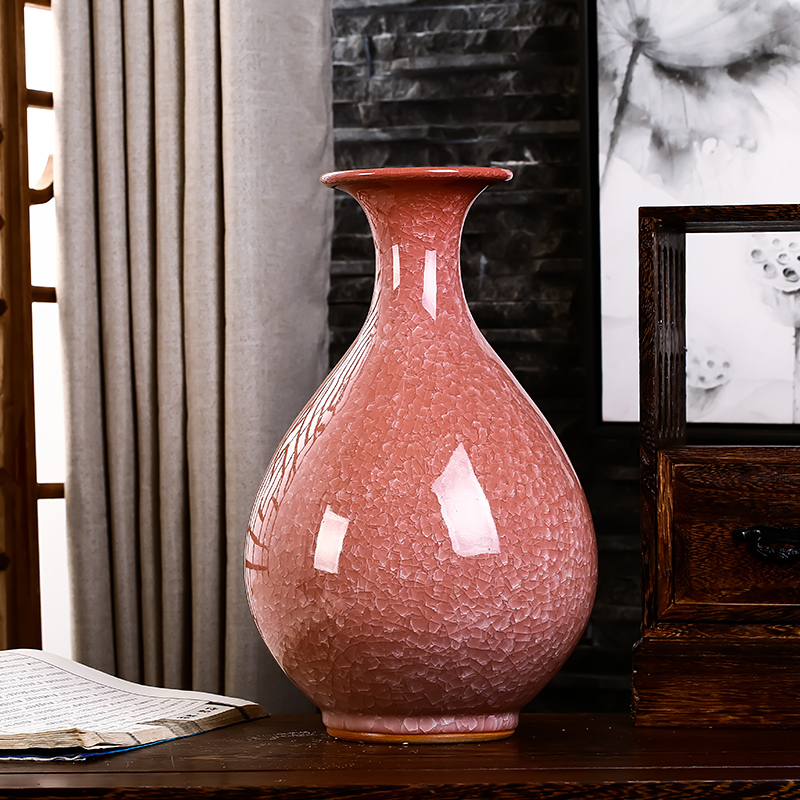 Archaize of jingdezhen ceramics up open yellow vase modern classical household adornment handicraft furnishing articles