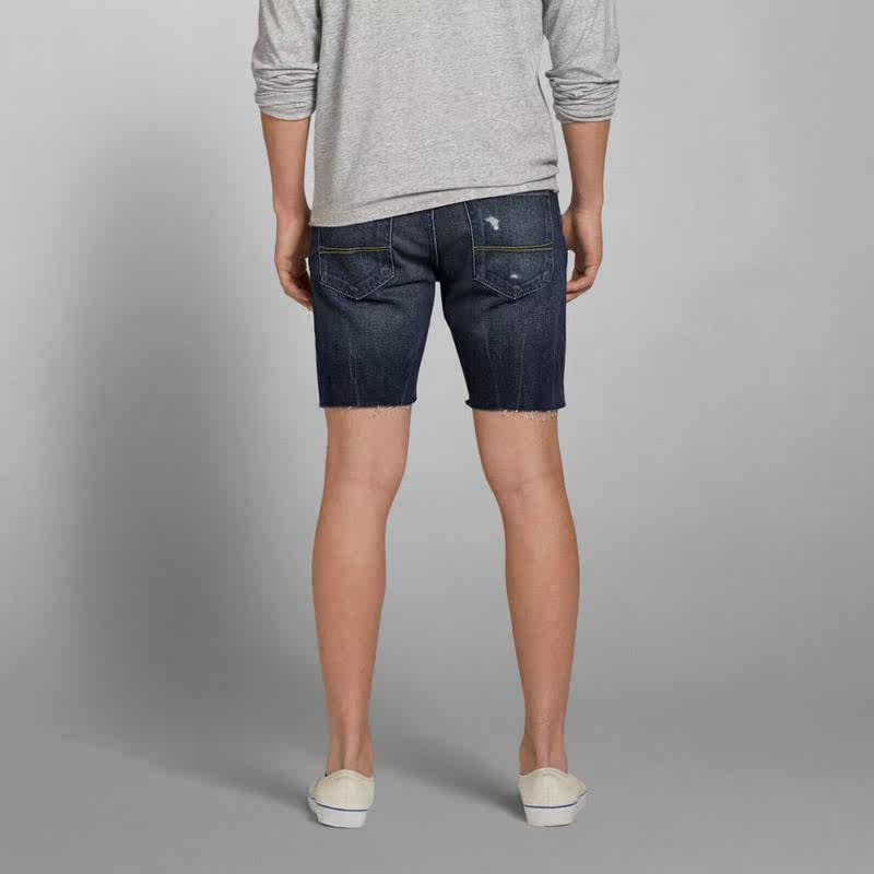 特价现货abercrombie fitch男 15新品做破牛仔短裤preppy fit