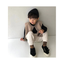Zoebaby Korean childrens clothing warm and comfortable parent-child lamb wool knitted stitching vest 19 Winter