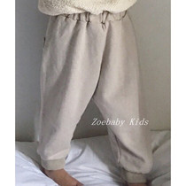 Zoebbay Korean childrens clothing male and female baby ultra soft light and thin pocket sports casual pants spring and autumn