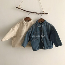 Zoebby South Korean boy dress male and female baby comfort Cocoon Type Denim White Coat 18 Spring NEW