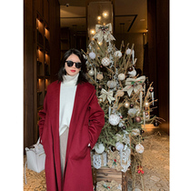 Rest independent design the r @ w classic large lapel crimson long double-sided jacket womens coat