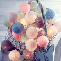 Christmas decorative lamp led rattan lamp string thai cotton thread ball cozy teenage girl hearts bedroom Little colorful lights Usb flashing lights