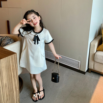 Homemade girl white lady lady lady dress children splicing A-shirt baby short sleeve skirt in summer