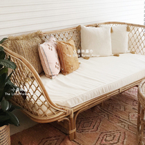 Small forest ins wind rattan sofa Rattan art Rattan living room small apartment Rattan leisure rattan chair combination three people