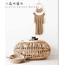 Small forest rattan Nordic natural wind hand-woven rattan tea table Bed and breakfast wind coffee table Picnic table