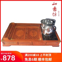 Mahogany tea tray yellow rosewood four-in-one tea set with induction cooker set large drainage tray solid wood tea table
