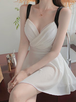 Vito New temperament one-piece dress flat corner womens swimsuit Conservative gathering bikini slim hot spring swimsuit