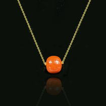 Ambermanwa Western material southern red agate full color full meat persimmon red old bead old gold ring 18K gold necklace 13mm