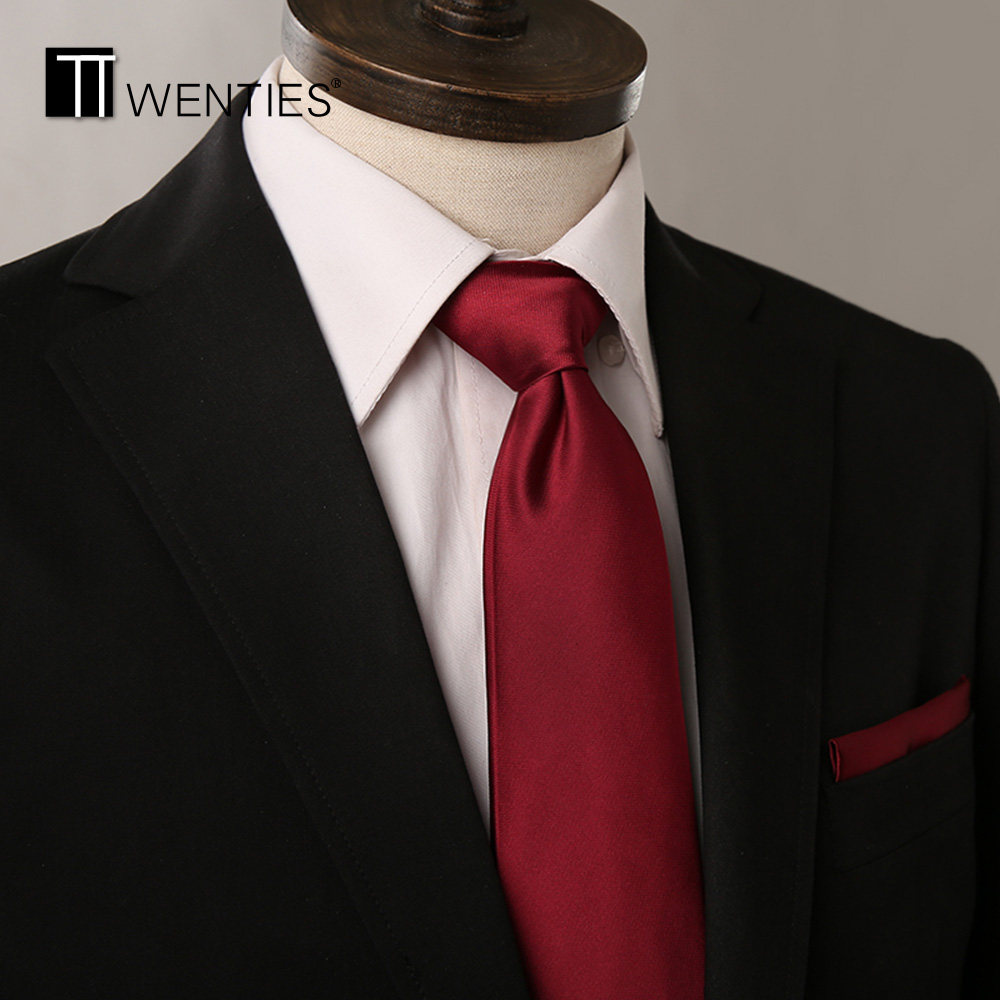 21款丝光纯色 8cm男韩版职业商务正装领带 结婚新郎伴郎黑酒红色